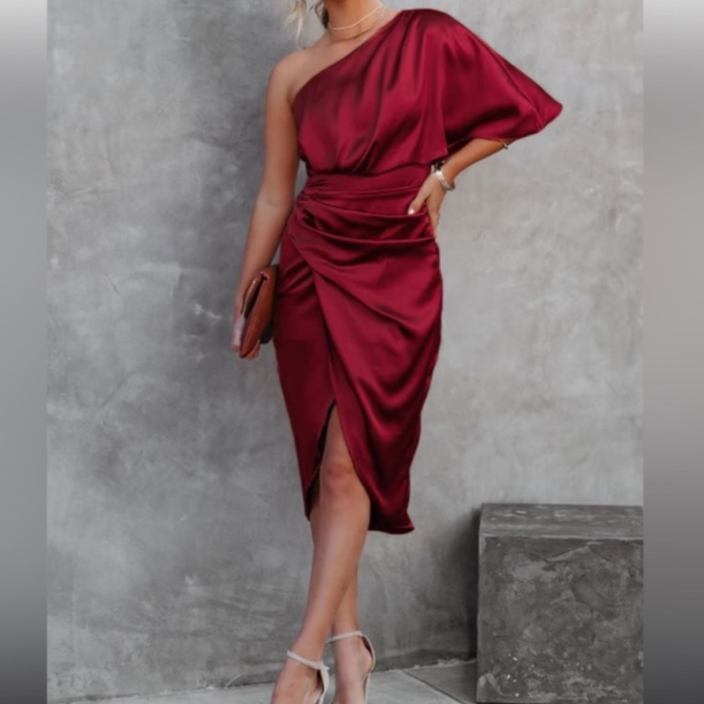 Cupshe Elegant One-Shoulder Red Dress
